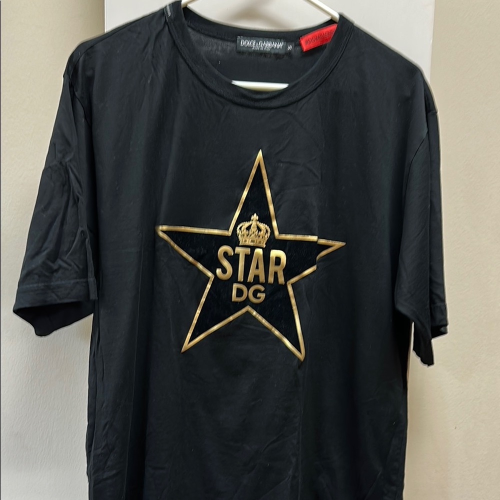 Dolce & Gabbana Black Tee with Gold velvet Star Emblem small